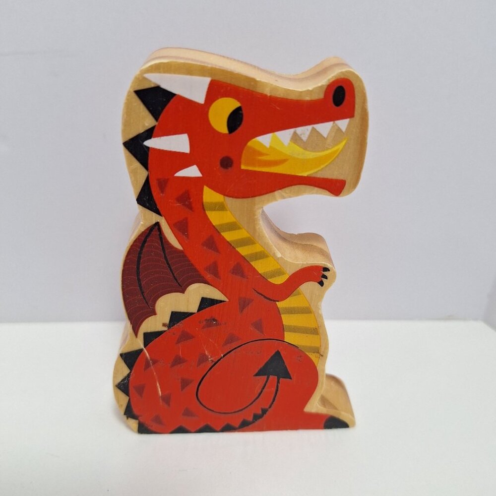 Wooden Dragon Alex Pretends Castle Figure Red Black Fire Breathing - Picture 1 of 7